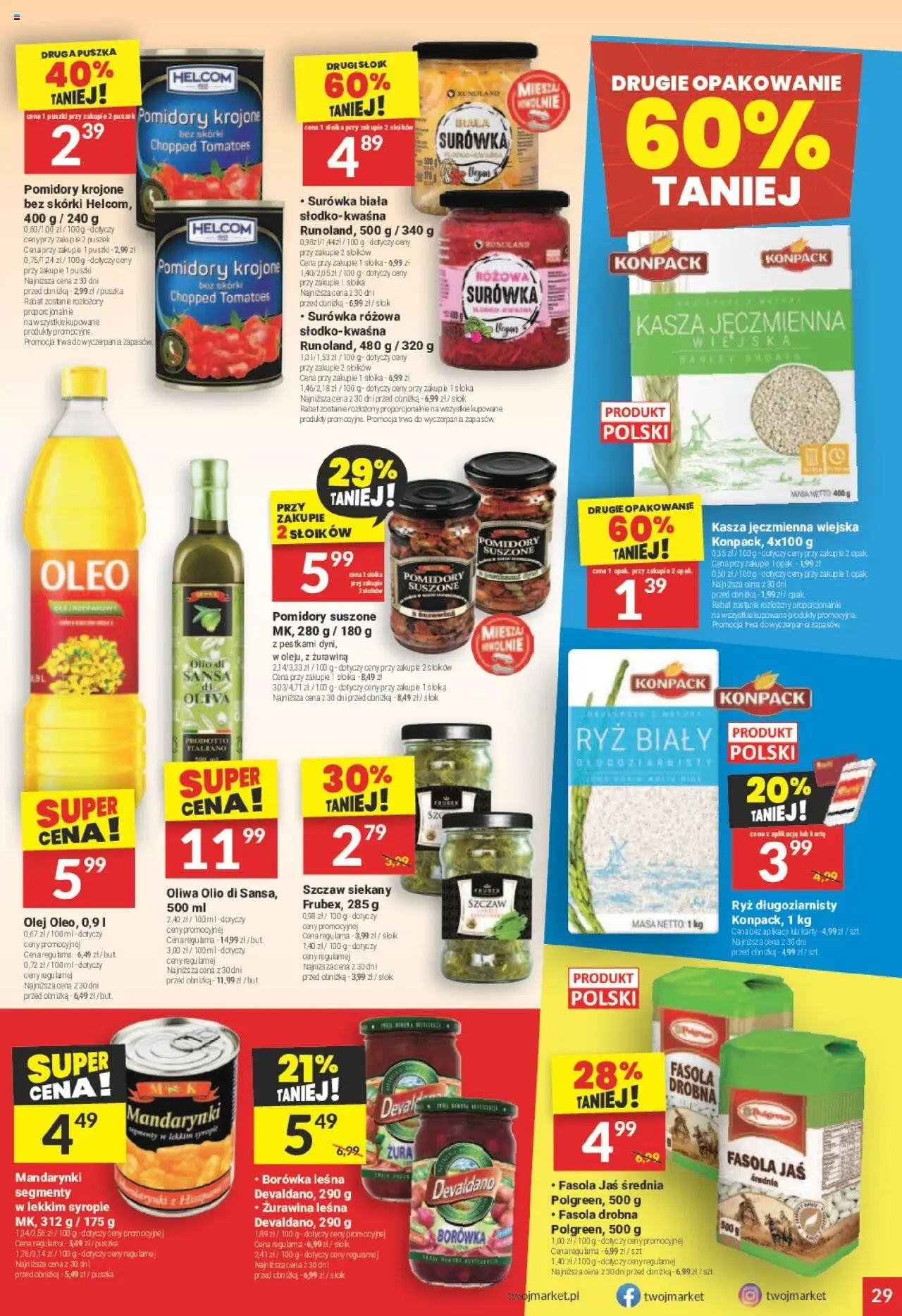 Twój Market Gazetka od 20.08.2025 | Strona: 29 | Produkty: Kasza, Pomidory suszone, Pomidory, Ryż