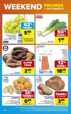 Carrefour Gazetka - Weekend promek już od czwartku od 18.09.2025 | Strona: 2 | Produkty: Kaszanka, Por, Bułka, Chleb