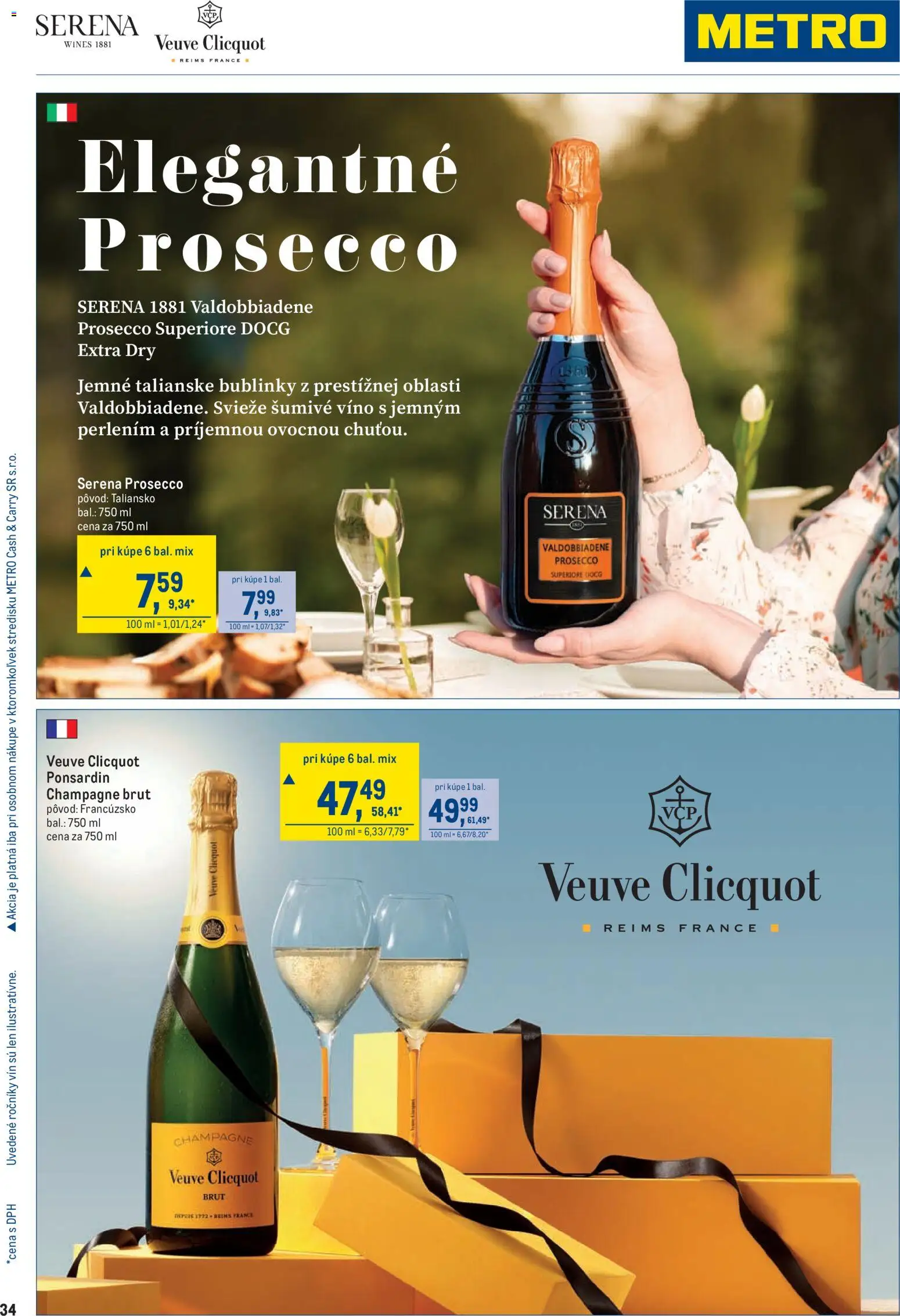 Nové Metro akcie – leták je platný od 25.03.2026 | Strana: 34 | Produkty: Víno, Prosecco, Šumivé víno
