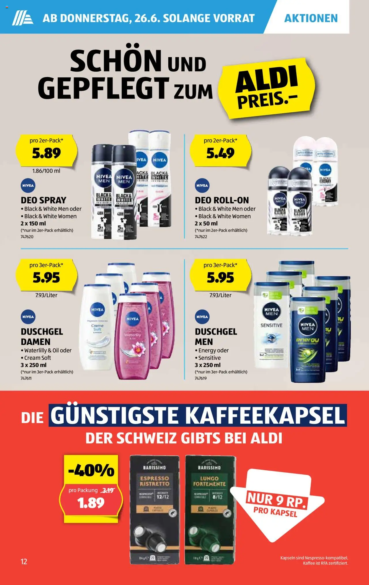 Aldi Aktionen ab 26.06.2025 | Seite: 13 | Produkte: Duschgel, Deodorant, Shower Gel, Deo Roll-On