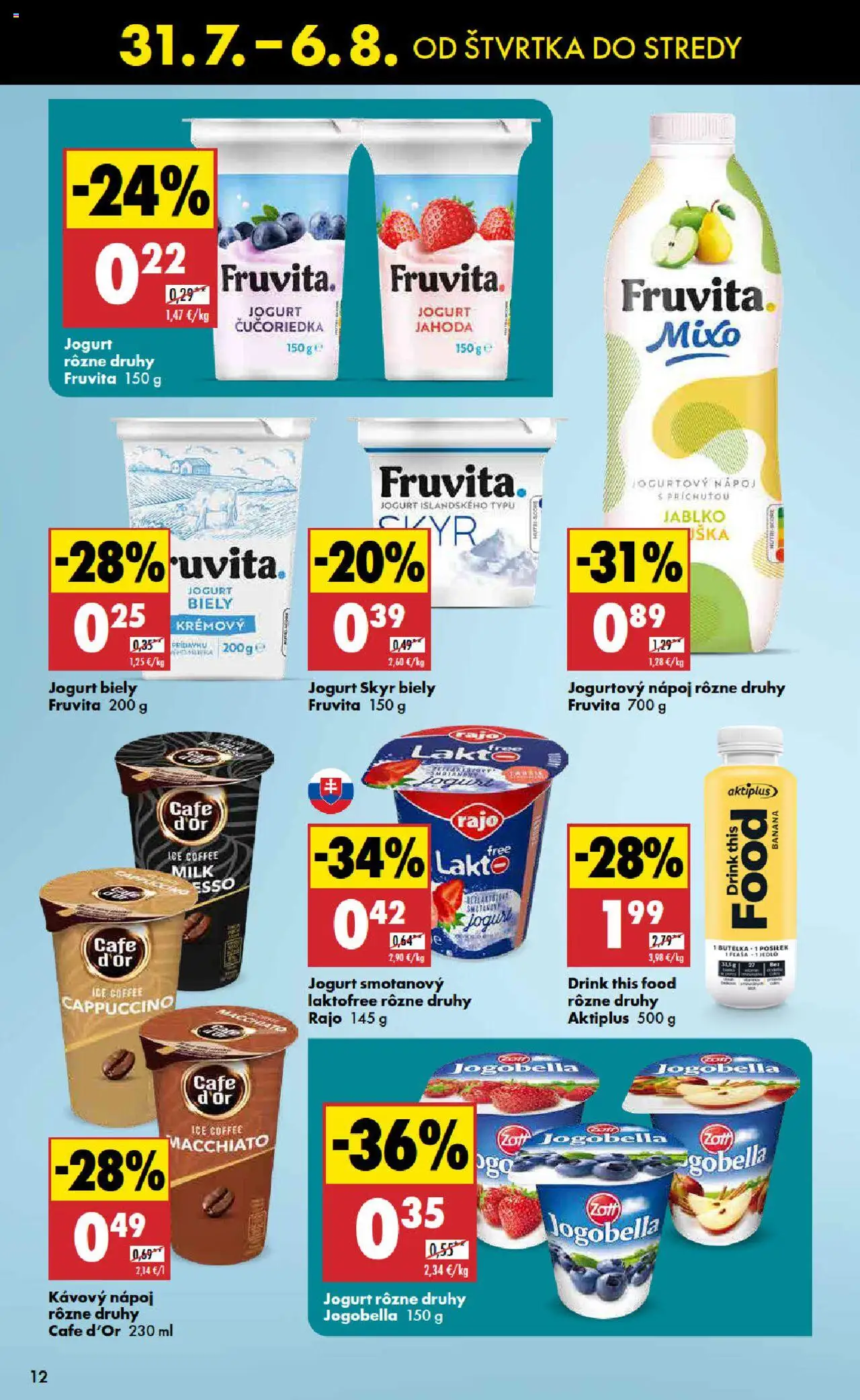 Biedronka leták │ platný od 31.07.2025 | Strana: 12 | Produkty: Jogurt, Skyr, Biely jogurt