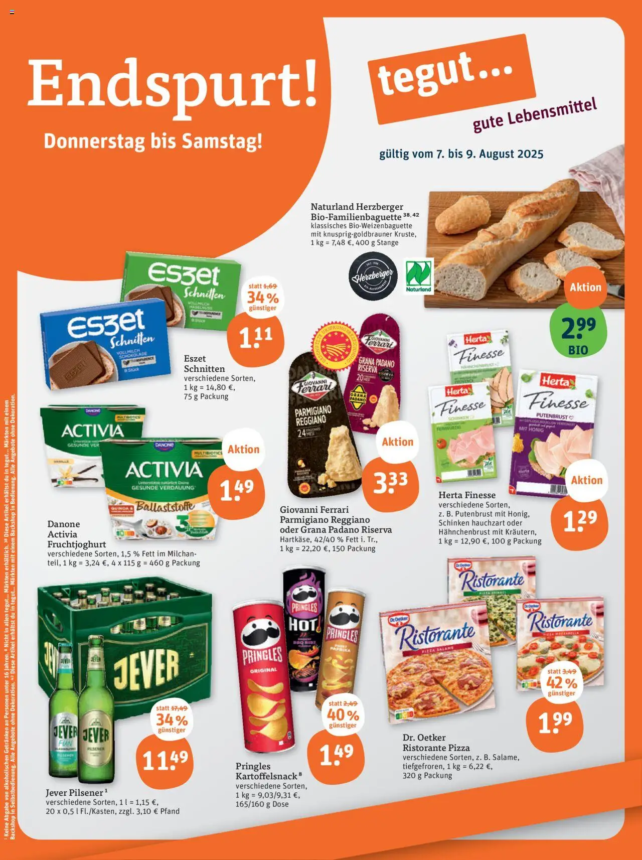 Tegut - Rheinland-Pfalz, Niedersachsen, Heidelberg - gültig ab dem 07.08.2025 | Seite: 1 | Produkte: Ristorante, Jever, Pizza, Pringles