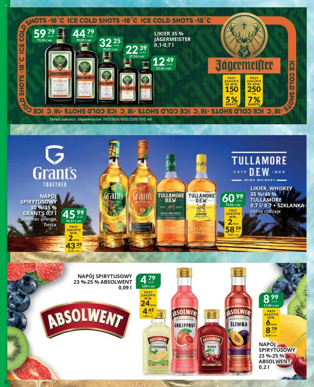 Eurocash Gazetka - Katalog Alkoholowy C&C od 01.08.2025 | Strona: 8 | Produkty: Szklanka, Grant's, Jagermeister, Grejpfrut