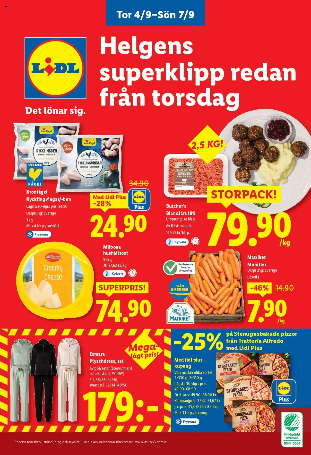 Lidl reklamblad aktuell från 01.09.2025 | Sida: 27 | Produkter: Hushållsost, Blandfärs, Pizza, Fläsk