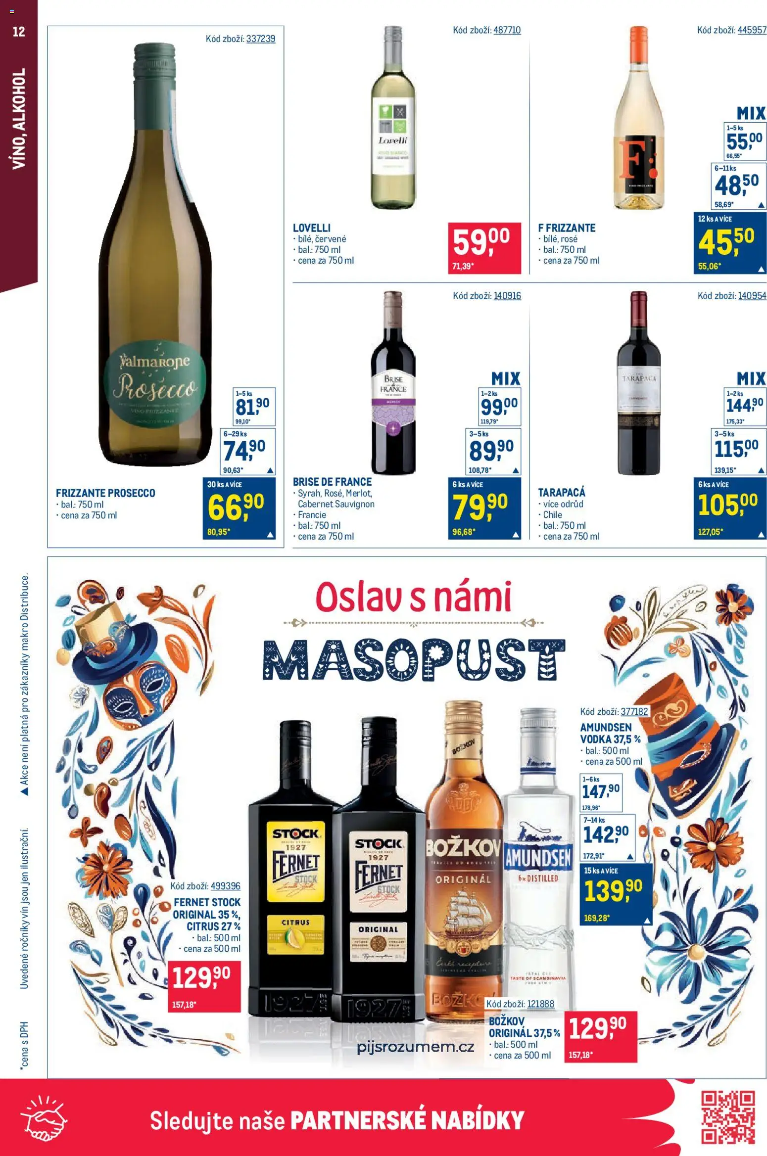 Makro leták - Maloobchod od 11.02.2026 | Strana: 12 | Produkty: Prosecco, Frizzante, Cabernet Sauvignon, Božkov originál