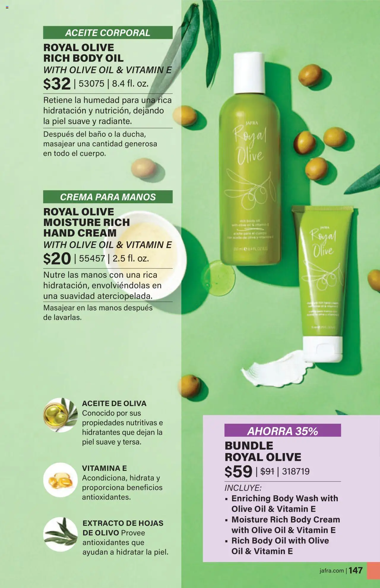 JAFRA folleto │ válido desde el 01.08.2025 | Página: 147 | Productos: Aceite, Crema, Aceite de oliva, Crema para manos