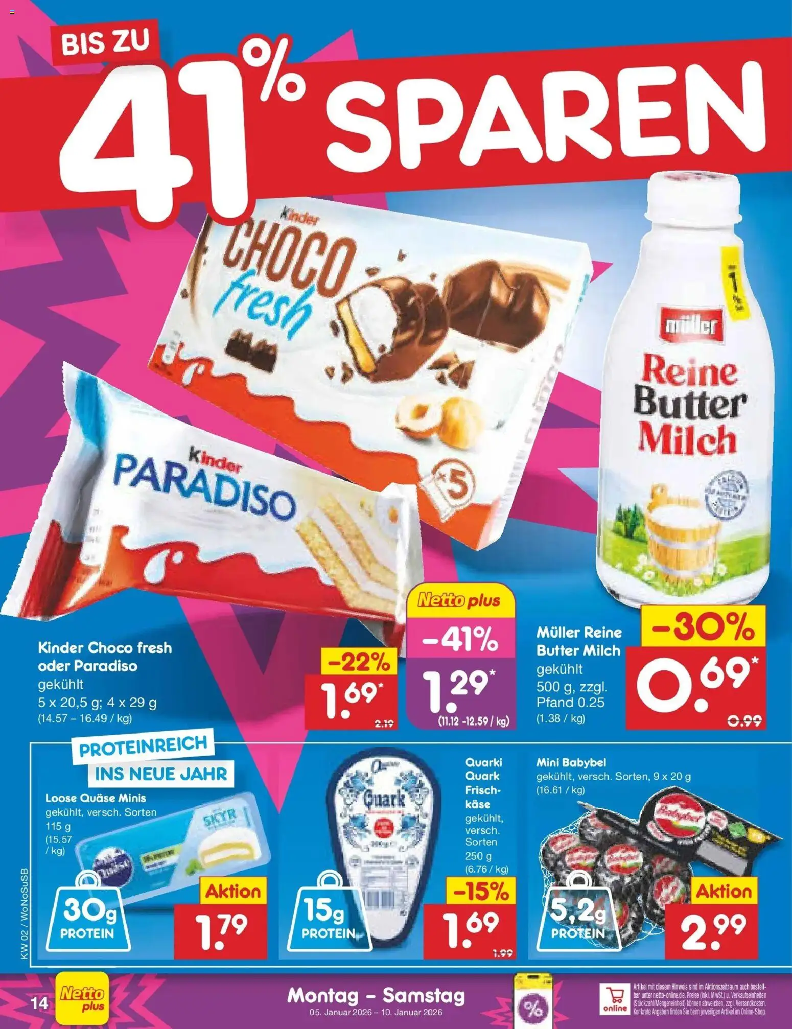 Netto Marken-Discount prospekt Rodgau	 – gültig ab 05.01.2026 | Seite: 14 | Produkte: Butter, Käse, Skyr, Babybel