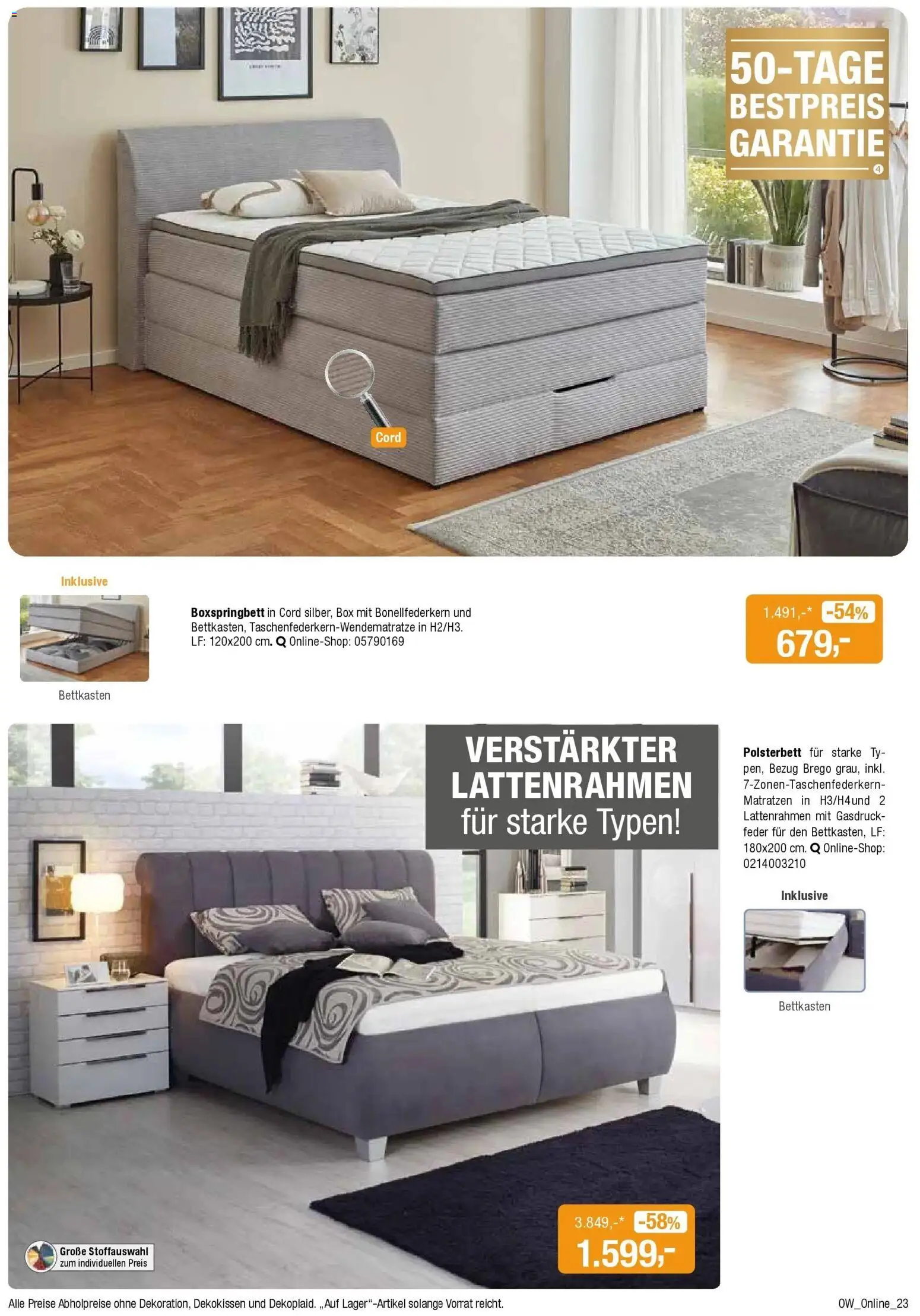 Angebote - Dein trendiges Möbelhaus – gültig ab 21.03.2026 | Seite: 23 | Produkte: Boxspringbett, Polsterbett, Box