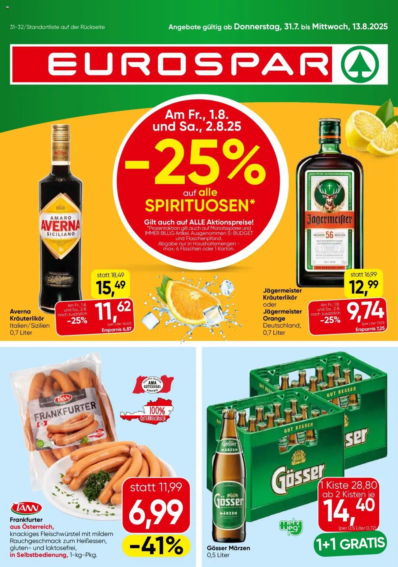 Eurospar Flugblatt - Wien gültig ab 31.07.2025 | Seite: 1