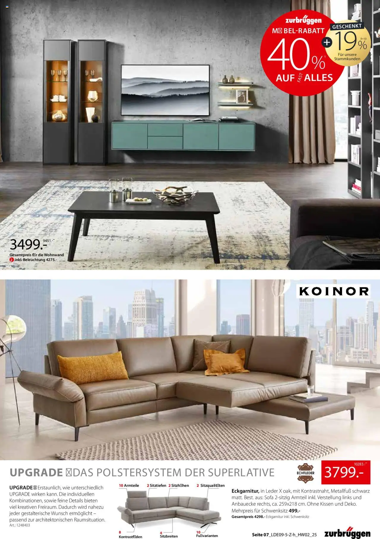 Zurbrüggen Hochwert – gültig ab 08.09.2025 | Seite: 11 | Produkte: Wohnwand, Kissen, Sofa