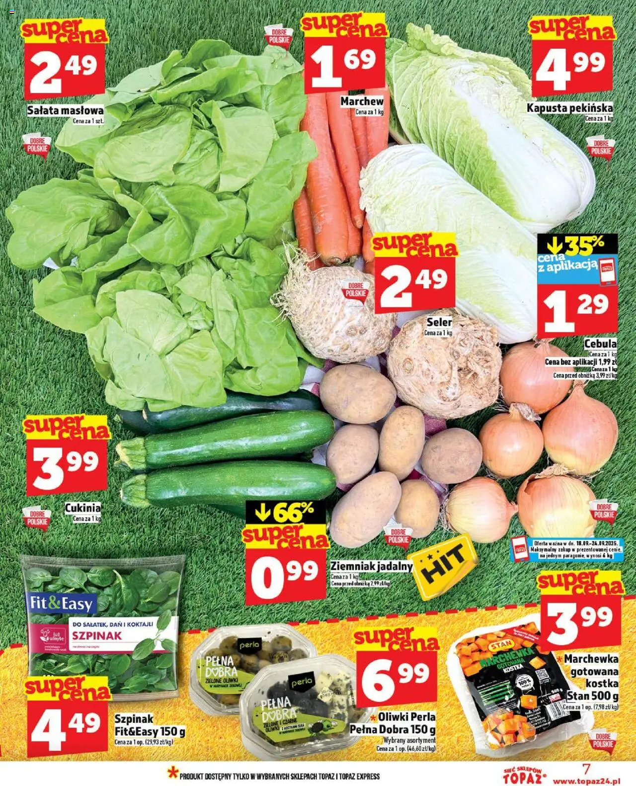 Topaz Gazetka MAZ od 18.09.2025 | Strona: 7 | Produkty: Kapusta, Kapusta pekińska, Cukinia, Szpinak