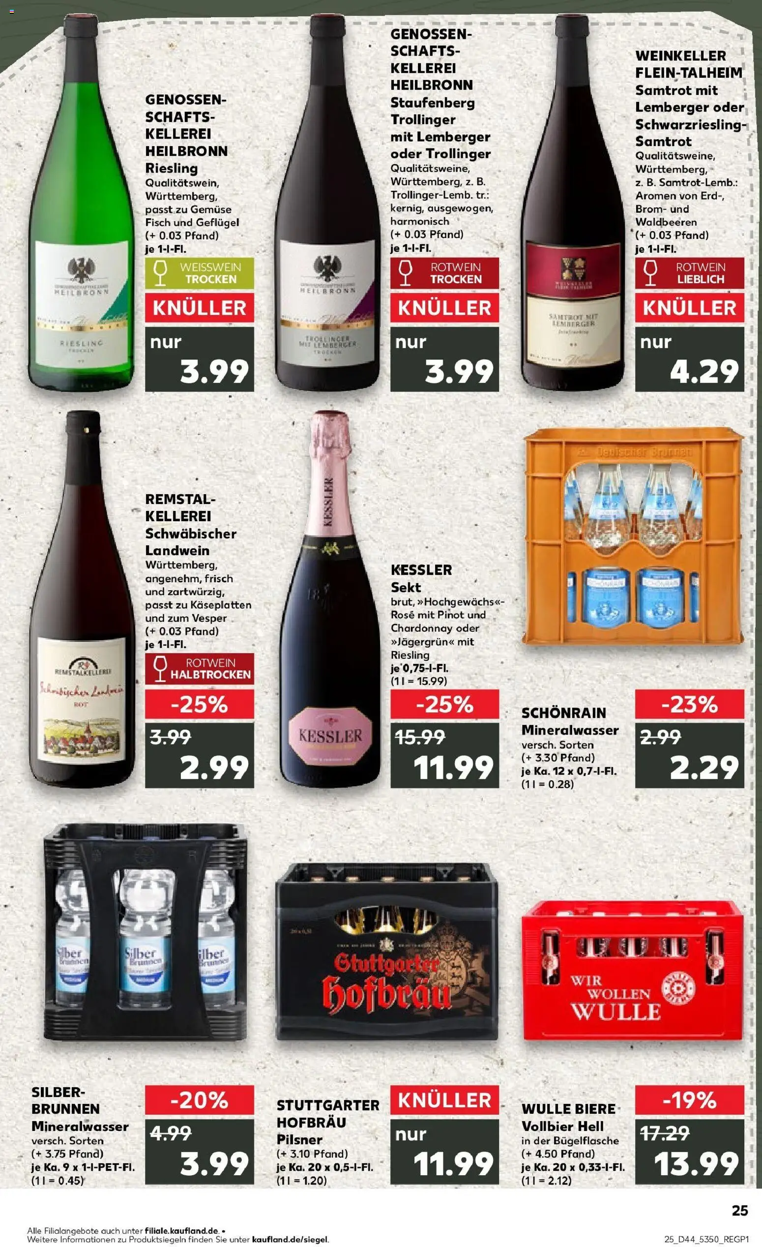 Kaufland prospekt Uhingen	 – gültig ab 30.10.2025 | Seite: 25 | Produkte: Sekt, Rotwein trocken, Mineralwasser, Fisch