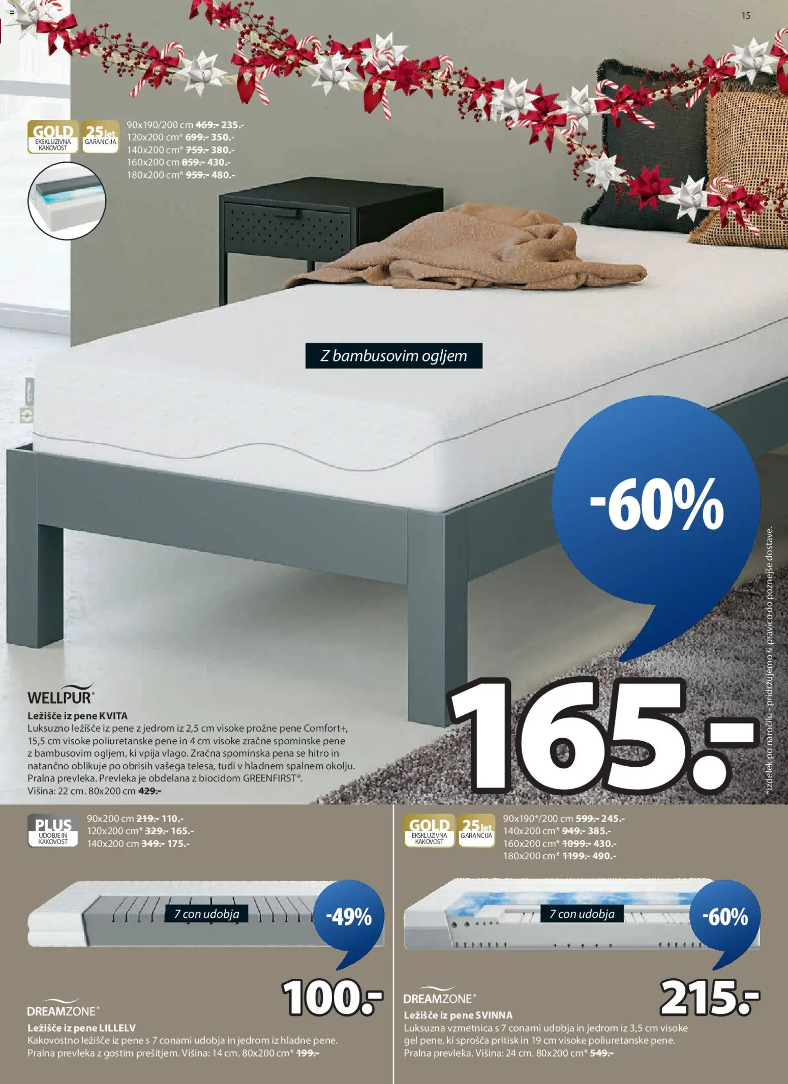 Novi JYSK katalog ponudbe – veljaven od 10.12.2025 | Stran: 15 | Izdelki: Ležišče, Vzmetnica, Prevleka