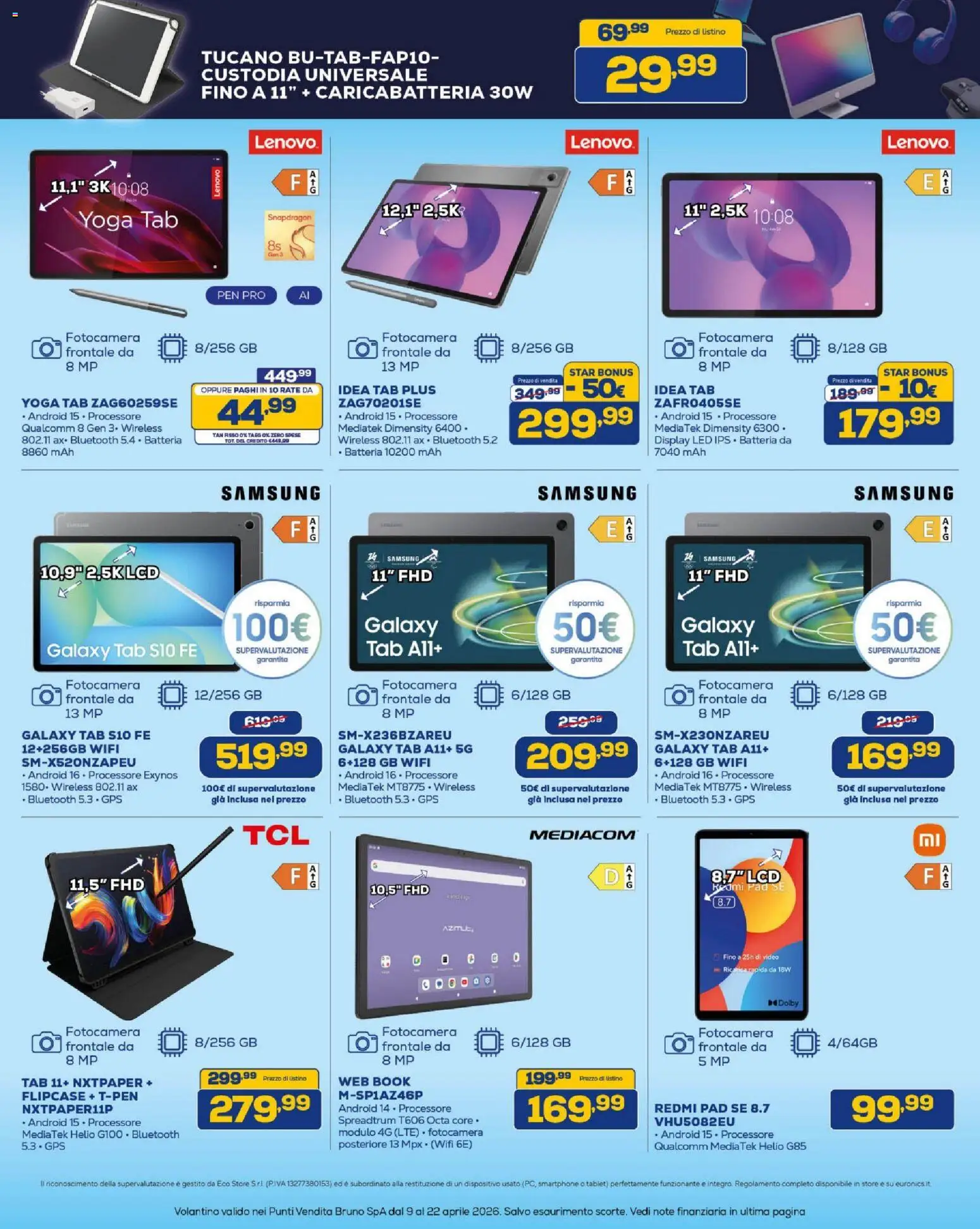Volantino BRUNO del 09.04.2026 | Pagina: 16 | Prodotti: Smartphone, Tablet, Fotocamera, Batteria