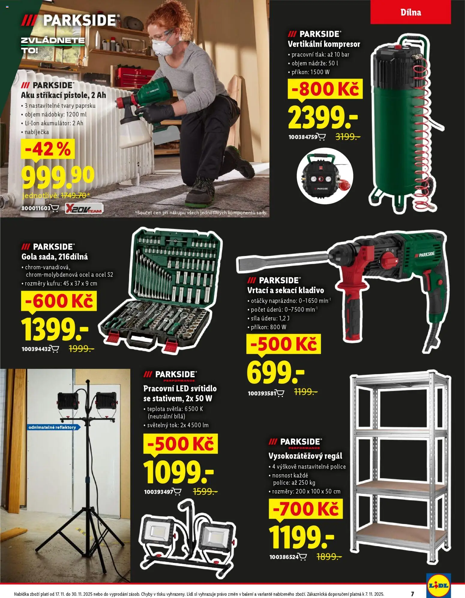 Lidl Black Friday od 17.11.2025 | Strana: 7 | Produkty: Kompresor, Kladivo, Regál, LED