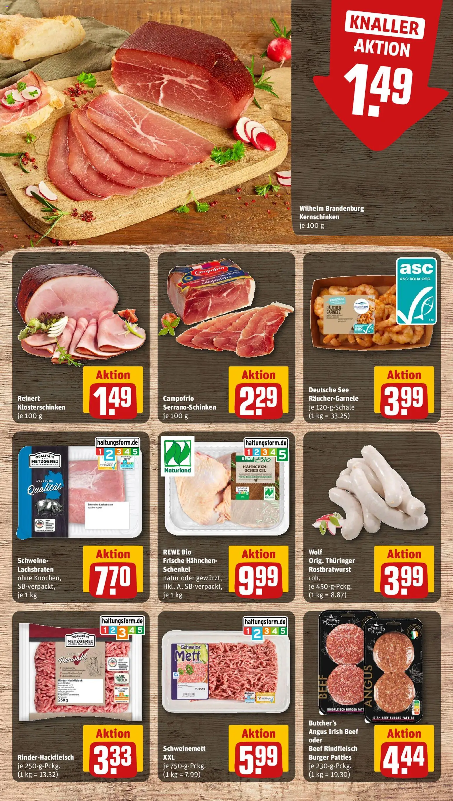 Rewe Prospekt 	 – gültig ab 19.01.2026 | Seite: 10 | Produkte: Hahnchen, Burger, Rindfleisch