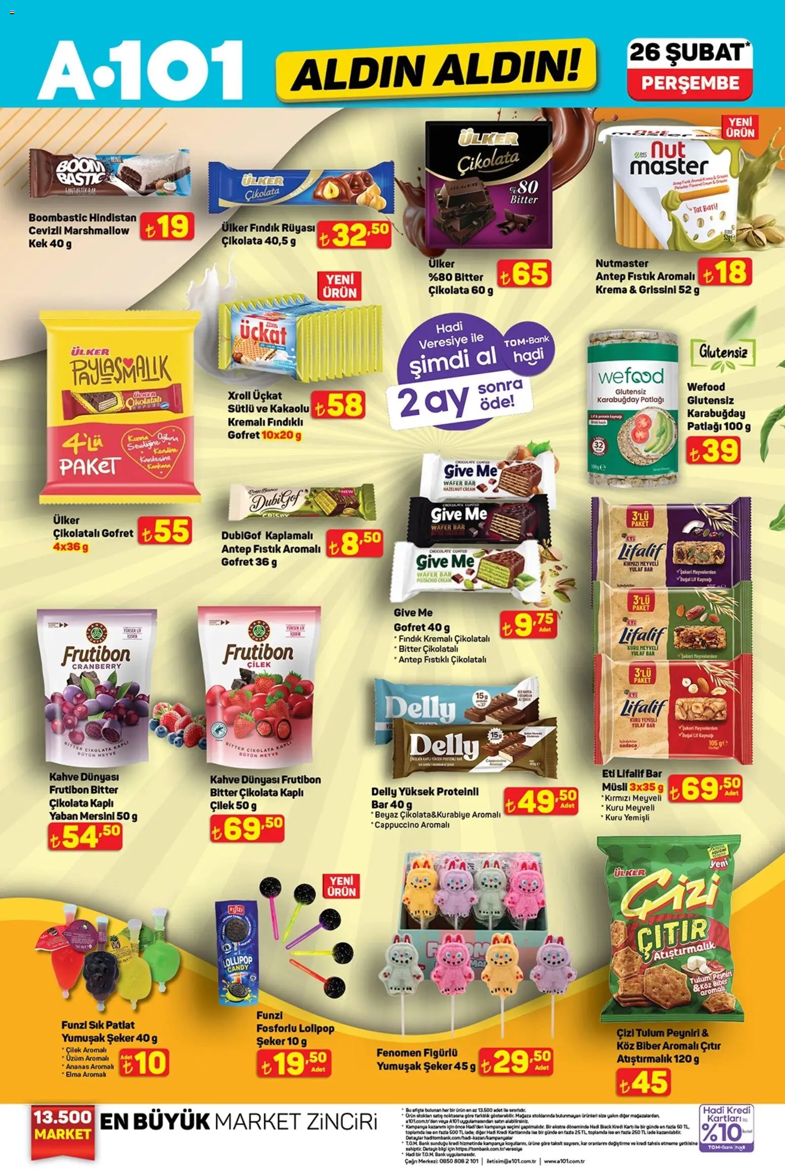 A101 Katalog Aldın Aldın - 26.02.2026 tarihinden itibaren geçerlidir | Sayfa: 3 | Ürünler: Çikolatalı gofret, Çikolata, Elma, Tulum
