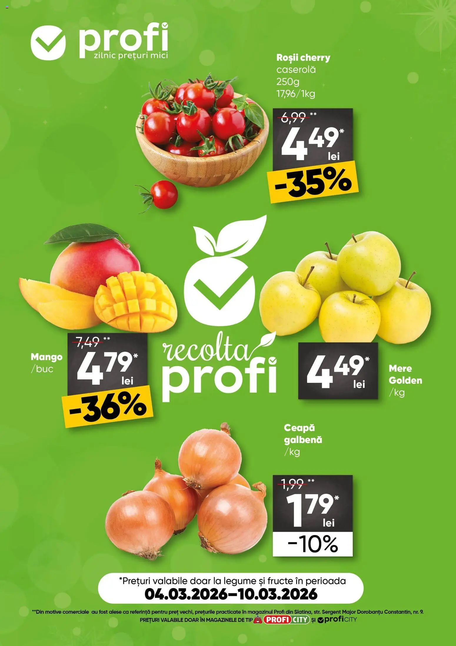 Noul catalog Profi – valabil de la 04.03.2026 | Pagină: 1 | Produse: Ceapă galbenă, Mici, Mere, Mango