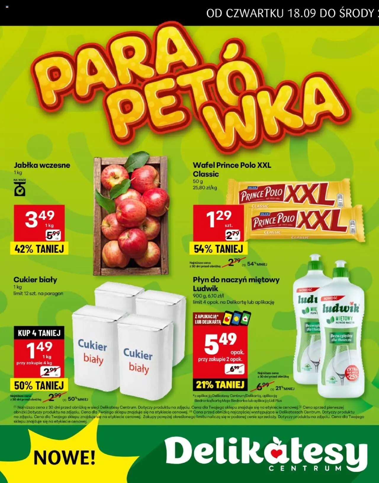 Delikatesy Centrum Gazetka - Rzeszów Otwarcie od 18.09.2025 | Strona: 2 | Produkty: Prince polo xxl, Delikatesy, Cukier biały, Jabłka