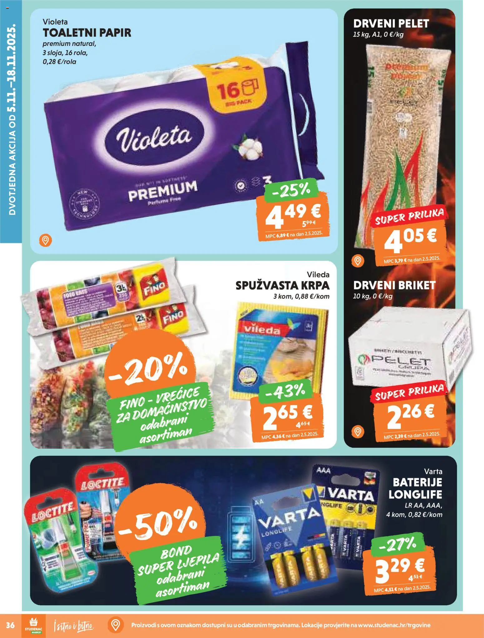 Studenac katalog | vrijedi od 12.11.2025 | Stranica: 36 | Proizvodi: Krpa, Toaletni papir, Baterije, Vileda