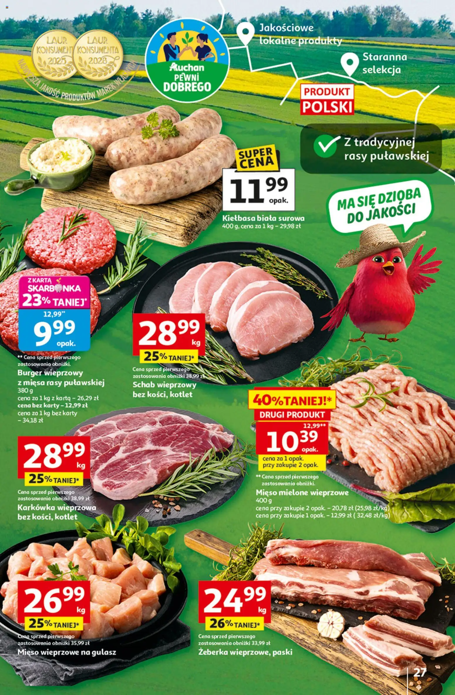 Auchan gazetka - 30 Lat Hipermarket od 23.04.2026 | Strona: 27 | Produkty: Karkówka, Mięso, Schab wieprzowy, Mięso mielone