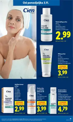 Serum za lice s niacinamidom, Poboljšava izgled kože. Smanjuje hiperpigmentaciju i posvjetljuje ožiljke od akni. Prikladno za sve tipove kože. 30 ml - Pregled kataloga iz trgovine Lidl, vrijedi od 03.11.2025 | Stranica: 15 | Proizvodi: Krema za lice, Serum za lice, Piling, Krema