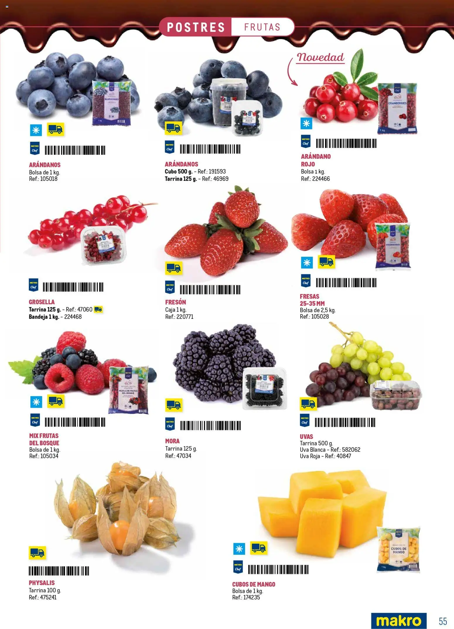 Makro Especial Catering Prat │ válido desde el 16.03.2026 | Página: 55 | Productos: Fresas, Bolsa, Ρούτερ, Bandeja