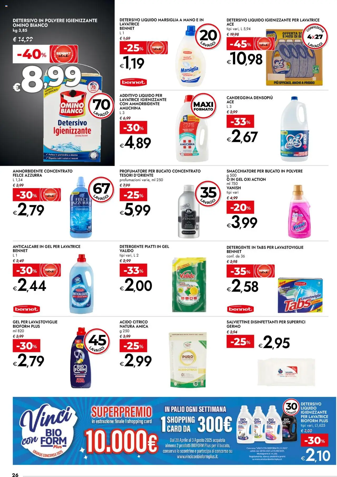 Volantino bennet del 05.06.2025 | Pagina: 26 | Prodotti: Ammorbidente, Candeggina, Anticalcare, Lavastoviglie