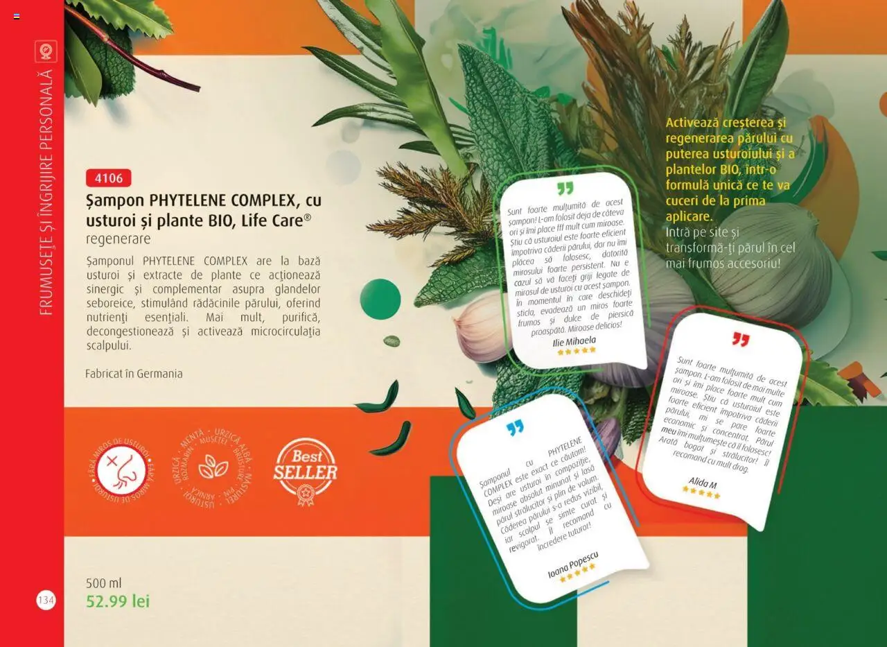 Life Care catalog - Aprilie/Octombrie – valabil de la 01.04.2025 | Pagină: 136 | Produse: Piersică, Șampon, Usturoi
