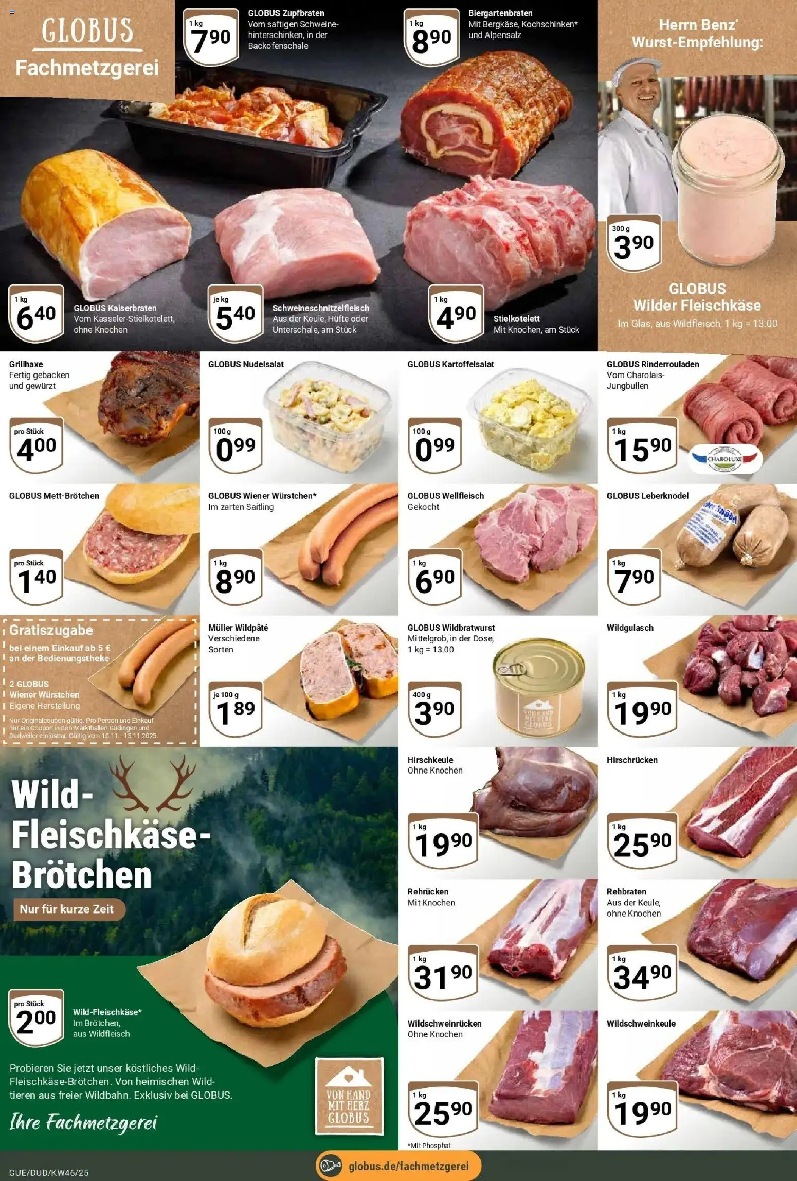 Globus prospekt Saarbrücken-Güdingen	 – gültig ab 10.11.2025 | Seite: 10 | Produkte: Rinderrouladen, Wiener wurstchen