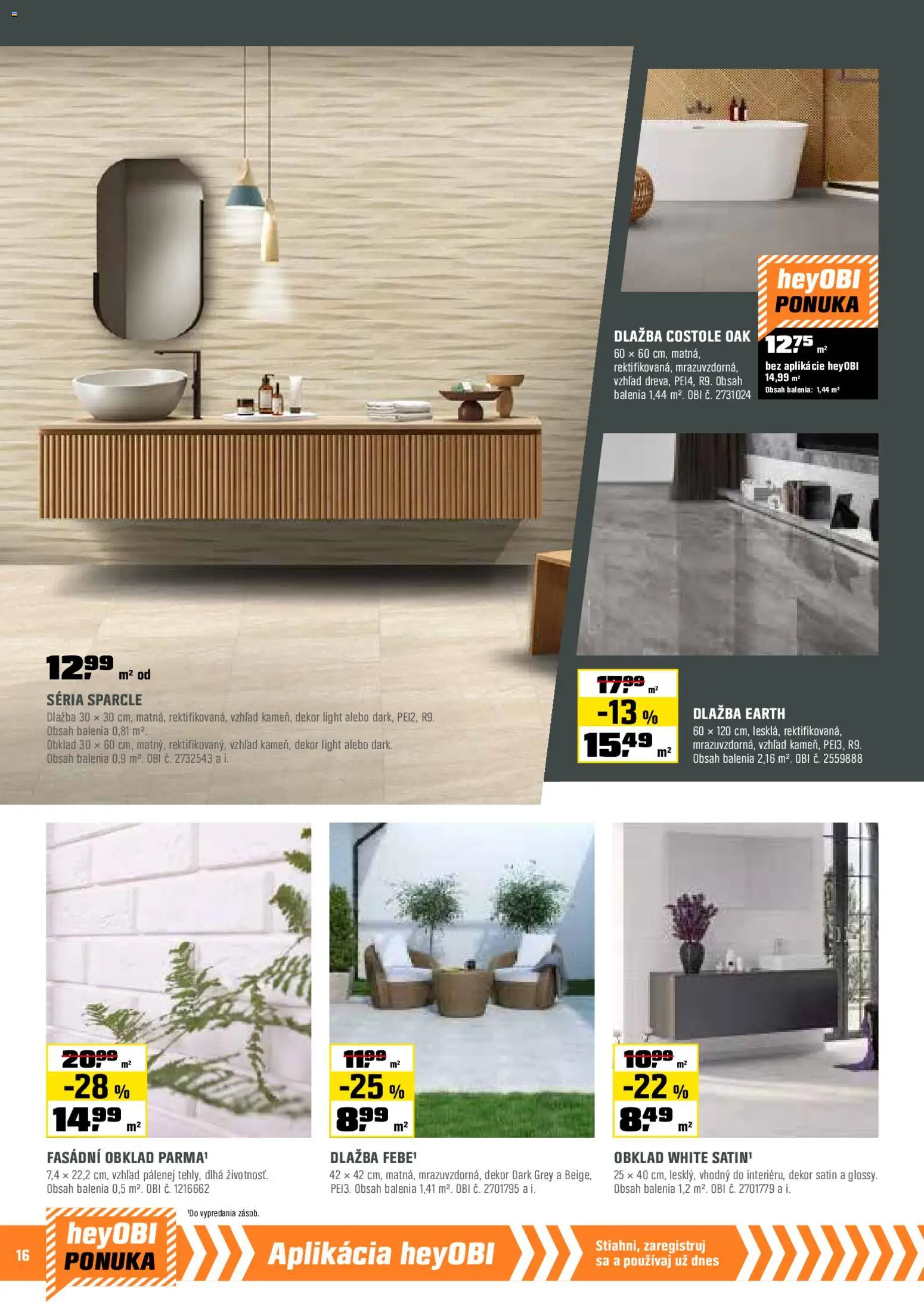 Nové OBI akcie – leták je platný od 01.12.2025 | Strana: 16 | Produkty: Dlažba, Obklad