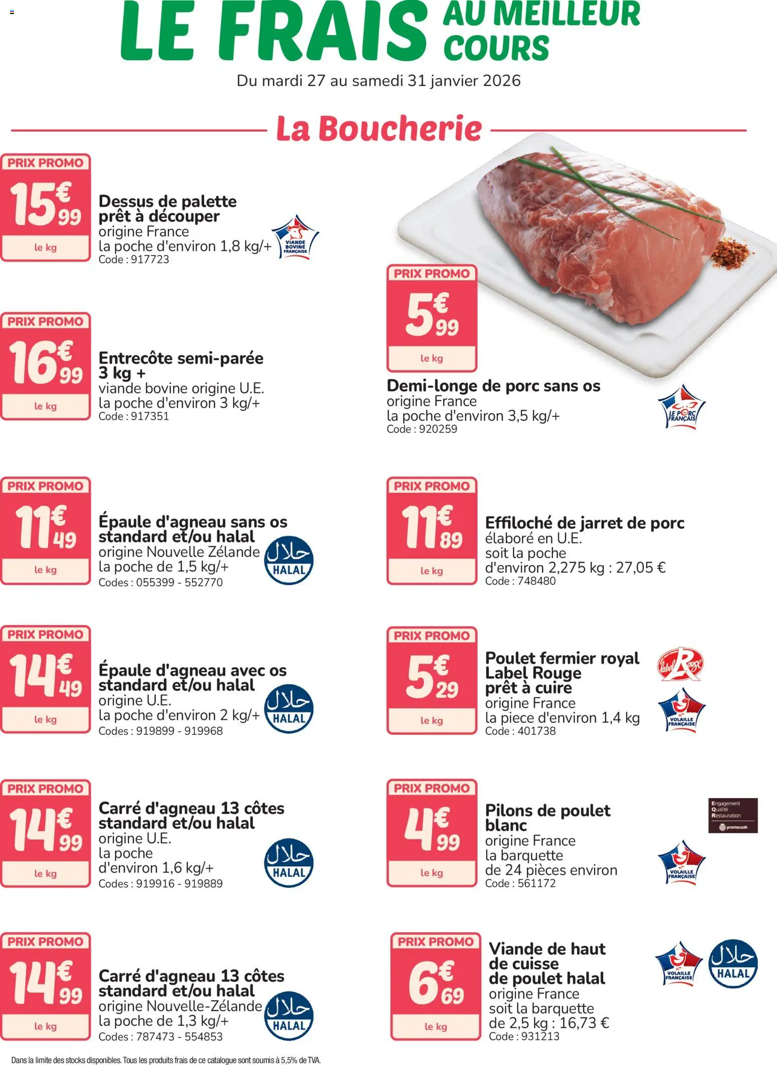{H1} | Page: 1 | Produits: Volaille, Épaule d'agneau, Entrecôte, Viande