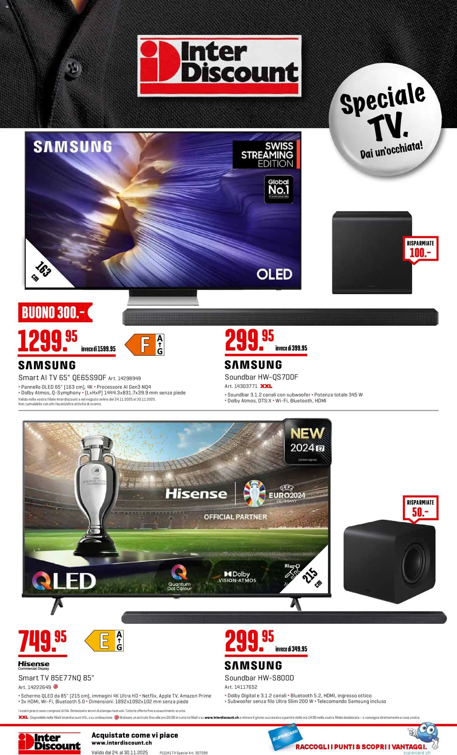 Interdiscount Aktionen IT – gültig ab 24.11.2025 | Seite: 8 | Produkte: Soundbar, TV, Samsung, Hisense