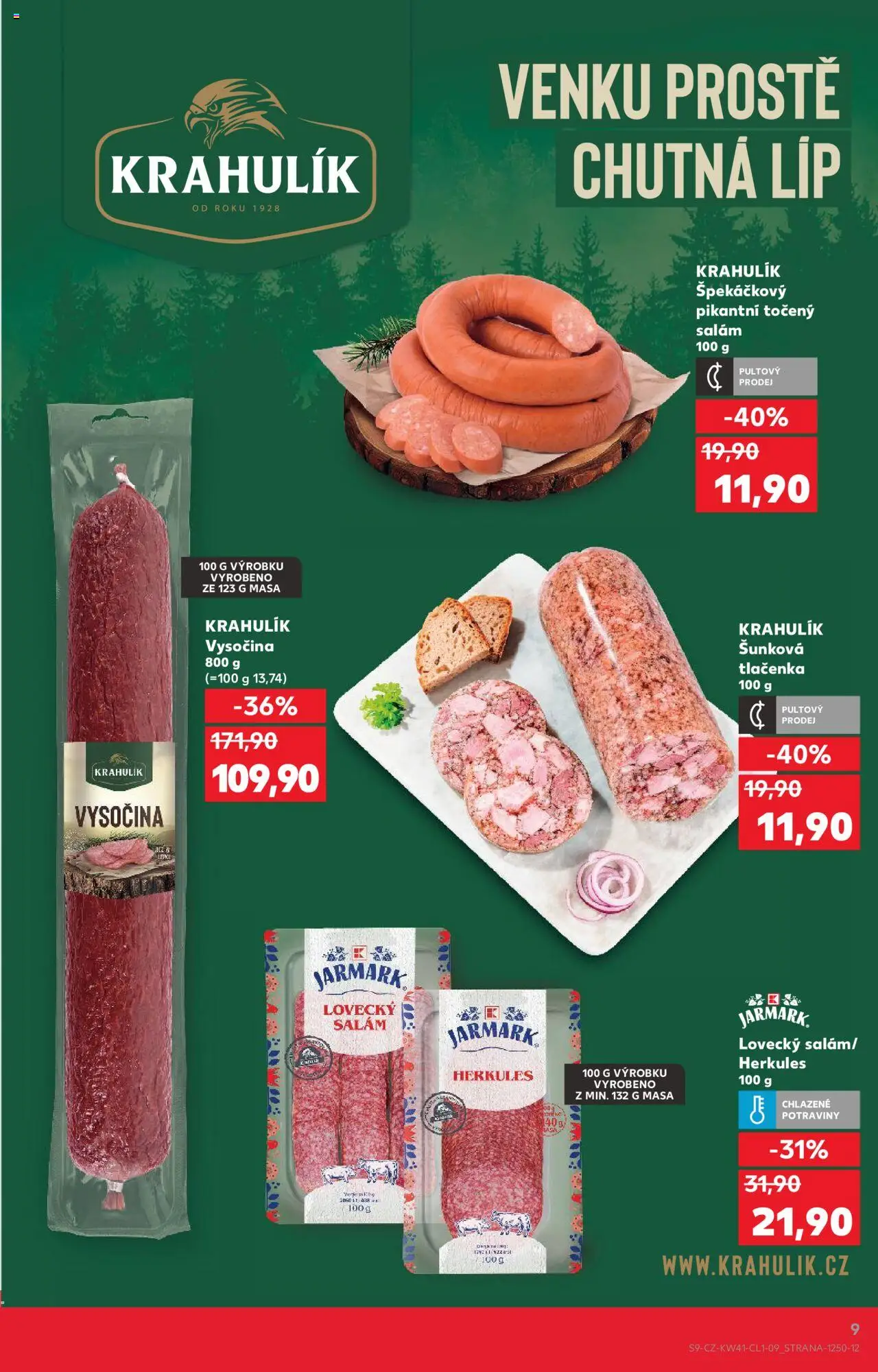 Kaufland leták - Praha 4 od 08.10.2025 | Strana: 9 | Produkty: Salám, Vysočina, Tlačenka, Lovecký salám