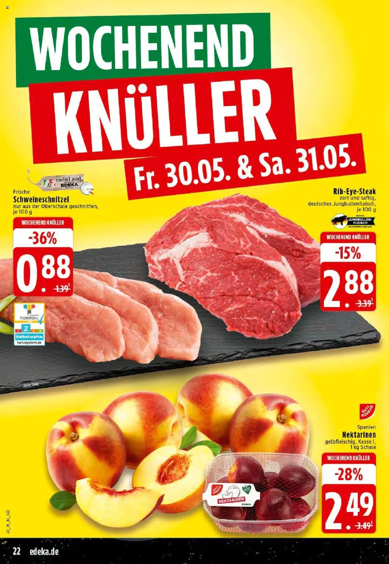 Edeka prospekt Stolberg	 - gültig ab dem 25.05.2025 | Seite: 22 | Produkte: Nektarinen, Steak, Fleisch
