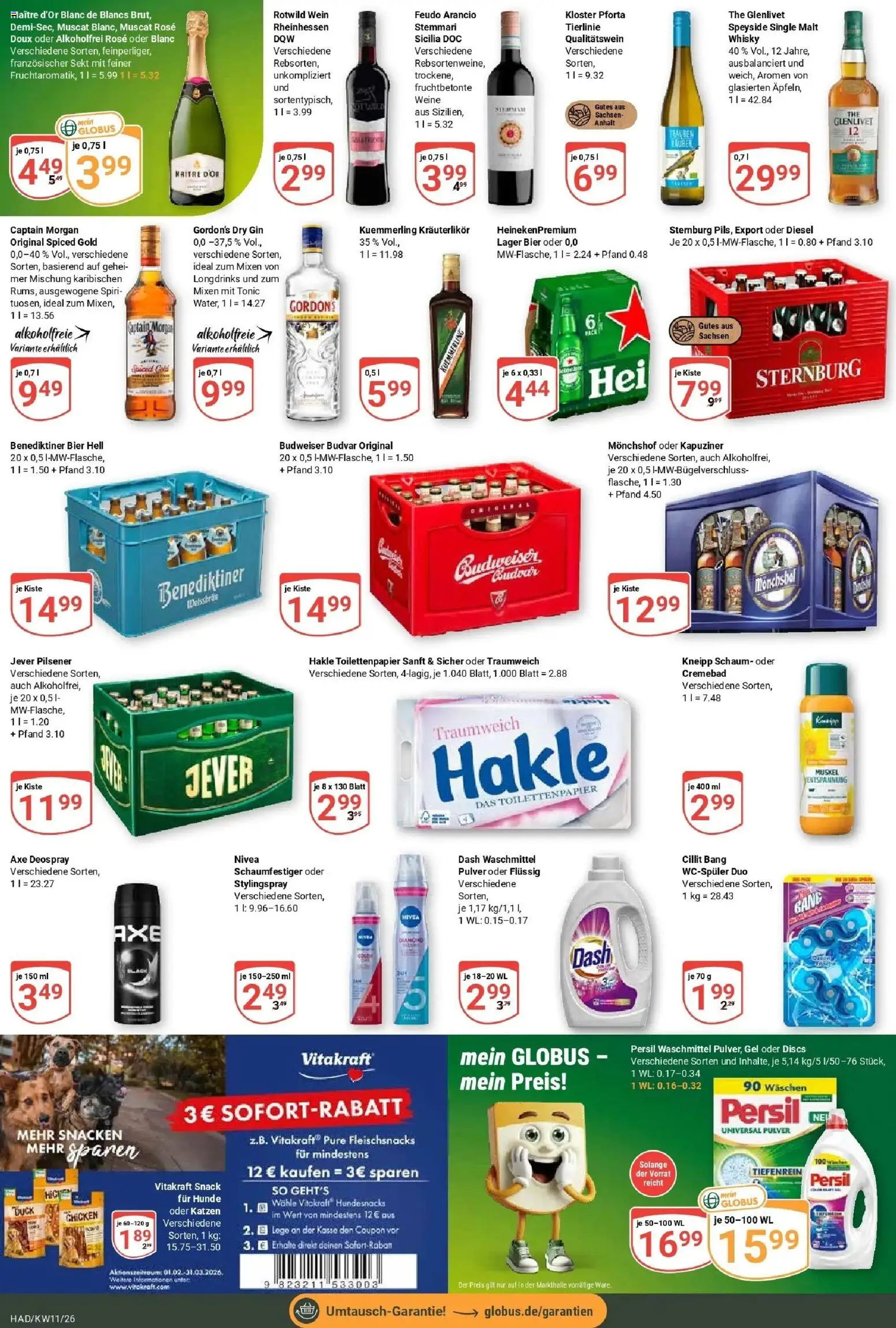Globus prospekt Halle (saale)	 – gültig ab 09.03.2026 | Seite: 3 | Produkte: Monchshof, Axe, Jever, Persil