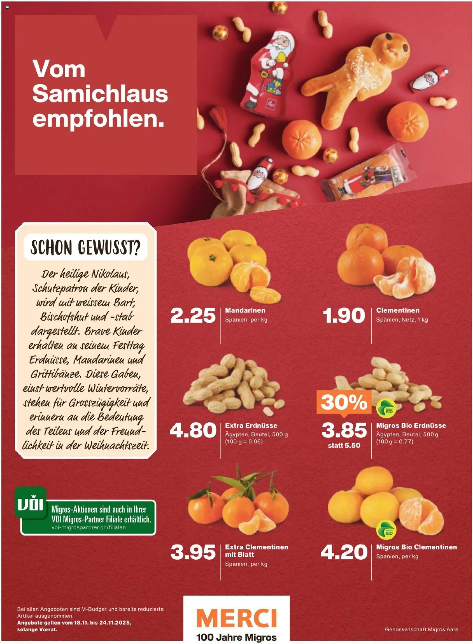Migros Magazin – gültig ab 17.11.2025 | Seite: 48 | Produkte: Erdnüsse, Mandarinen