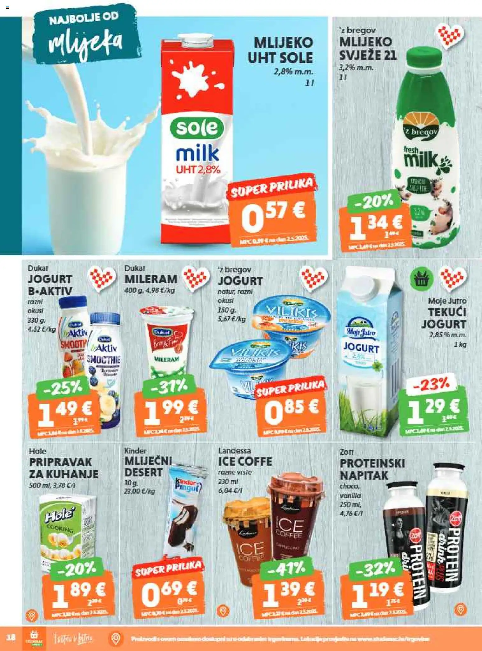 Studenac katalog | vrijedi od 25.03.2026 | Stranica: 18 | Proizvodi: Mlijeko, Jogurt, Smoothie, Mileram