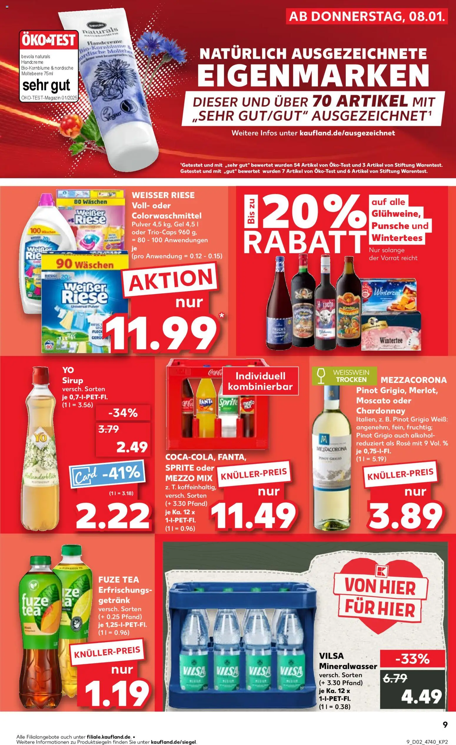 Kaufland prospekt Hannover	 – gültig ab 08.01.2026 | Seite: 9 | Produkte: Weißwein, Sirup, Handcreme, Oder mezzo mix