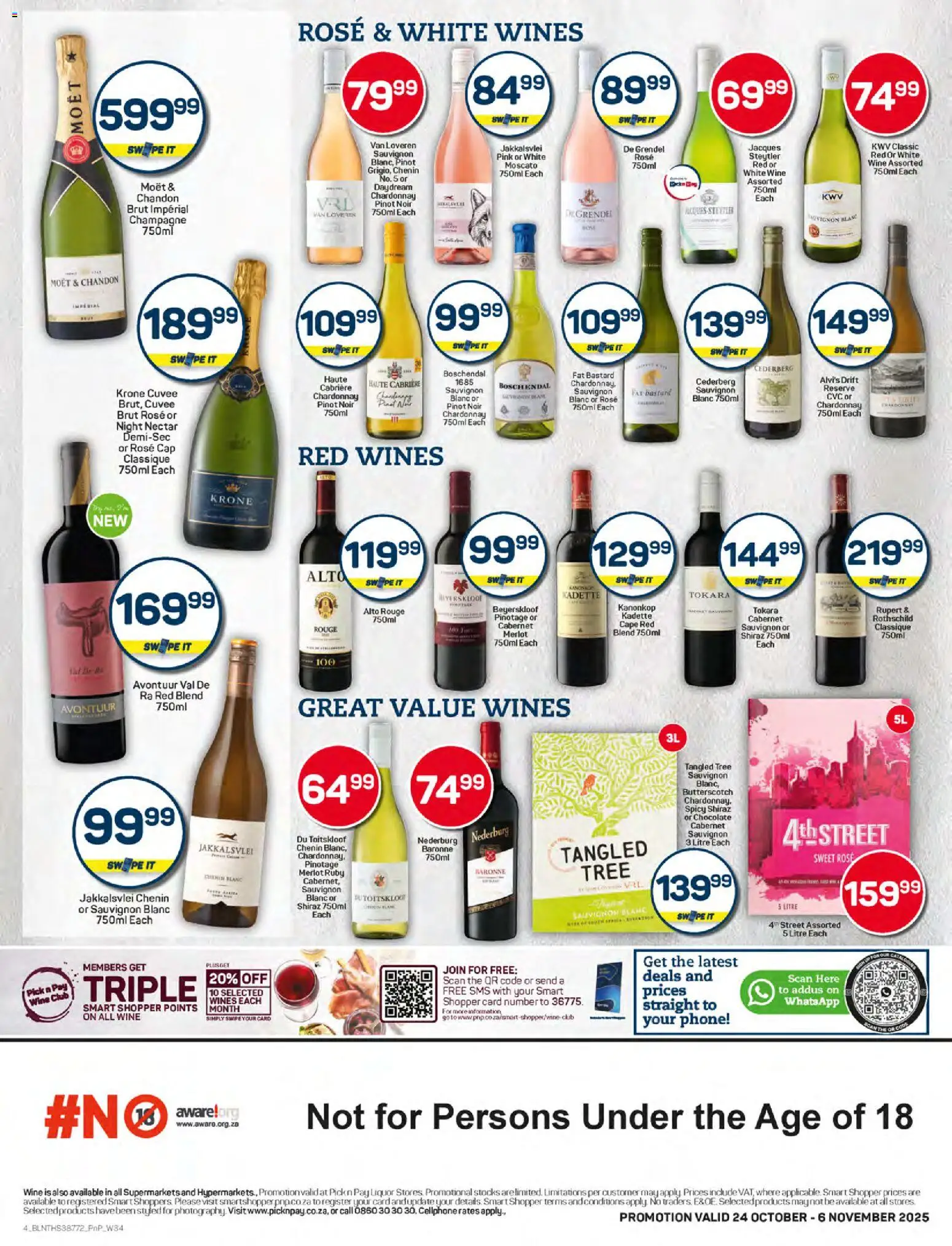 New Pick n Pay catalogue – valid from 24.10.2025 | Page: 4 | Products: Phone, Cap, Chocolate, Wine