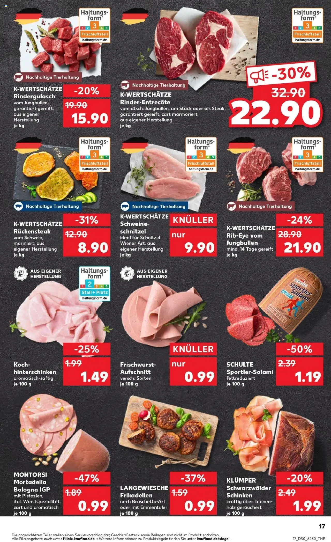 Kaufland prospekt Regensburg	 - gültig ab dem 24.07.2025 | Seite: 17 | Produkte: Rindergulasch, Schnitzel, Salami, Schinken