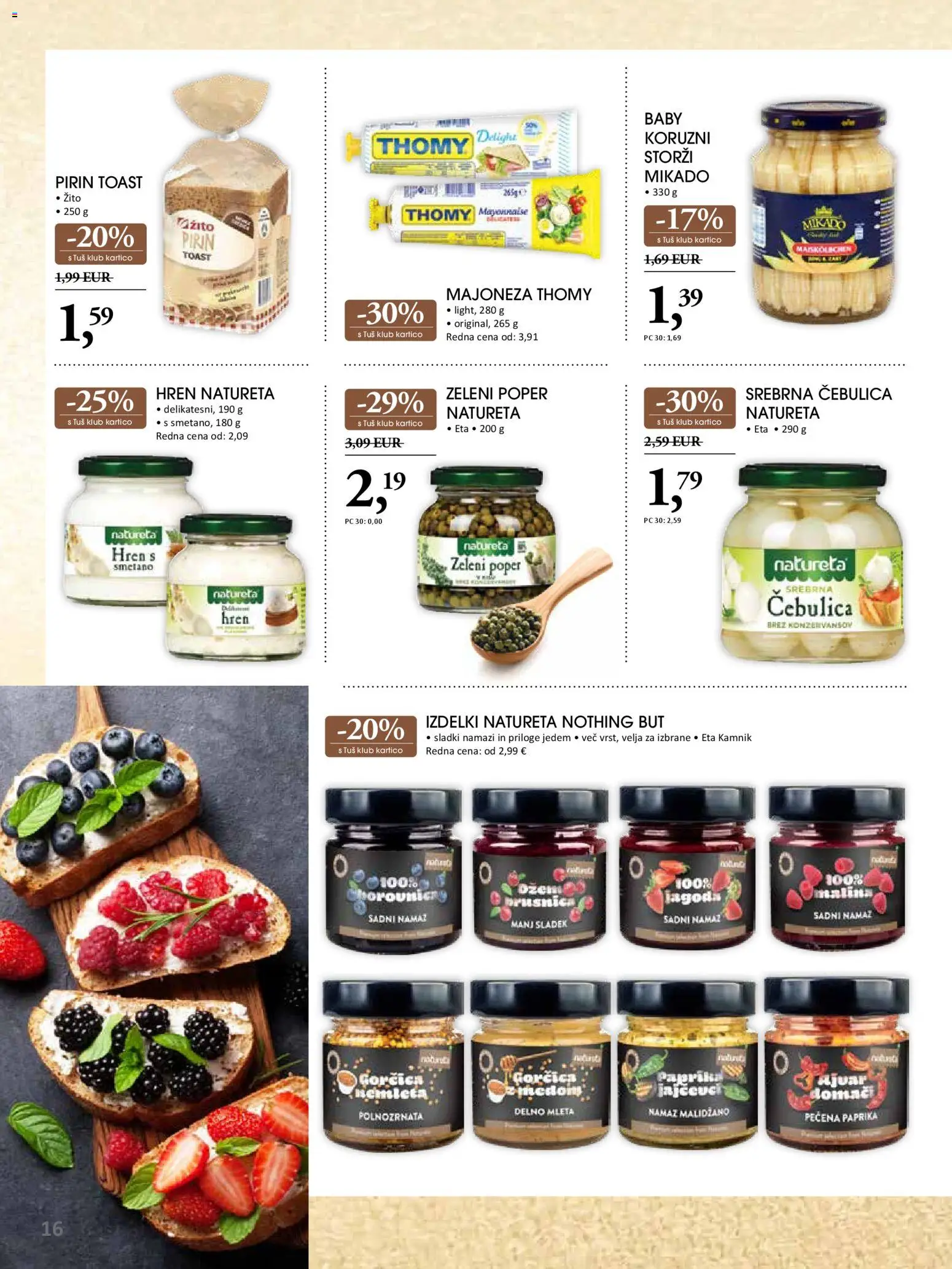 Novi Tuš katalog ponudbe – veljaven od 19.11.2025 | Stran: 16 | Izdelki: Namaz, Gorčica, Majoneza, Poper
