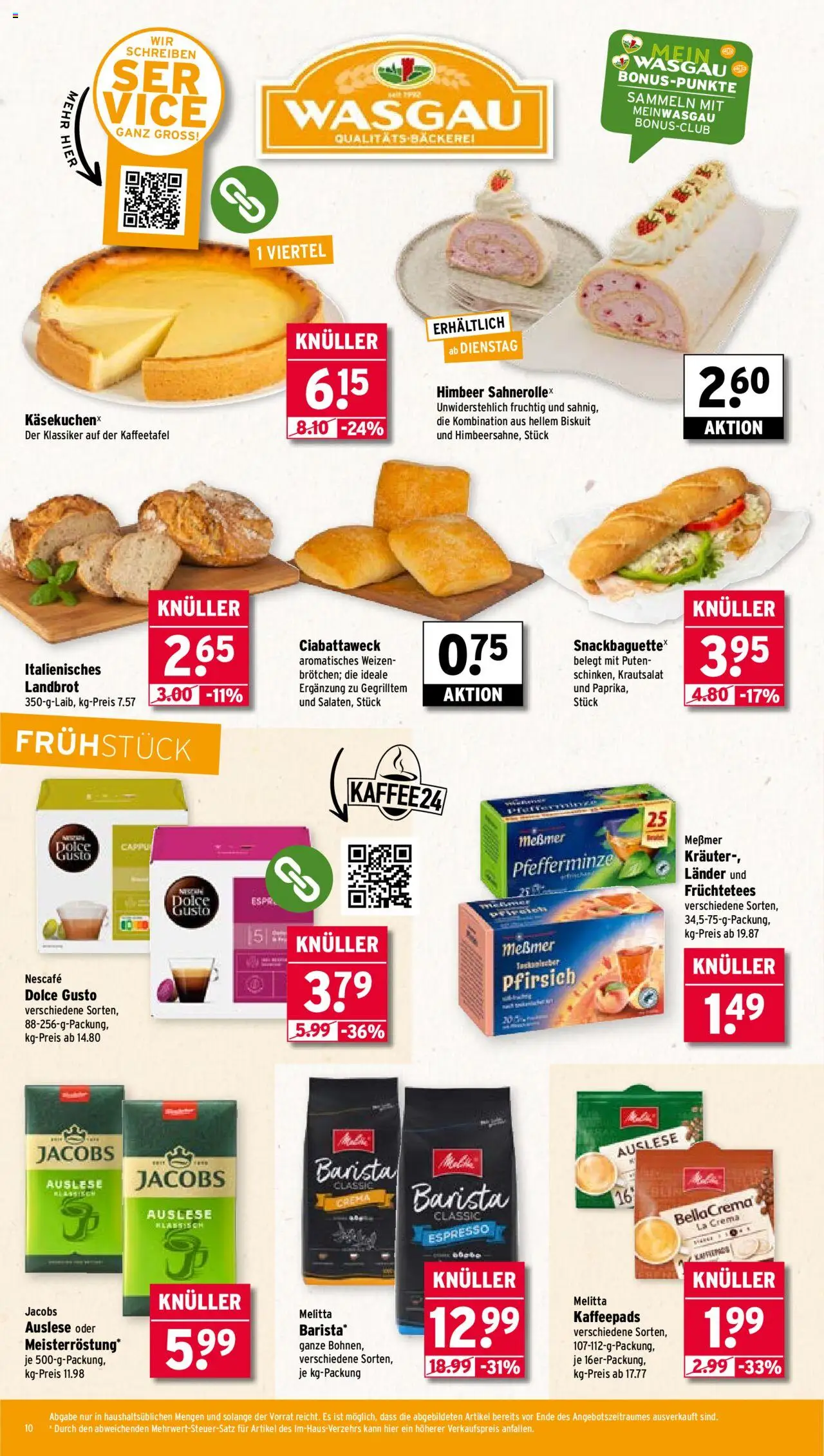 Wasgau Prospekt 	 - gültig ab dem 11.08.2025 | Seite: 10 | Produkte: Melitta, Bäckerei, Messmer, Dolce gusto