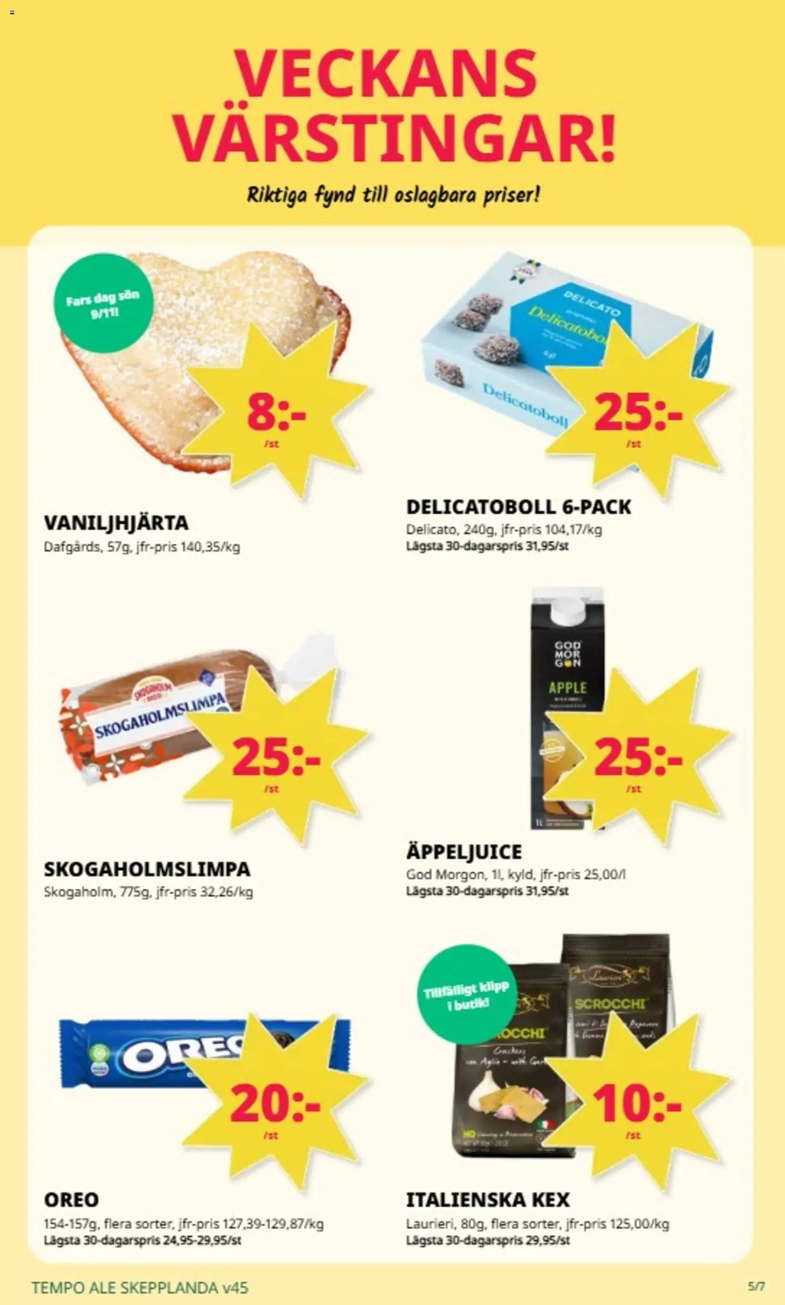 Tempo reklamblad aktuell från 03.11.2025 | Sida: 5 | Produkter: Oreo, Äpple