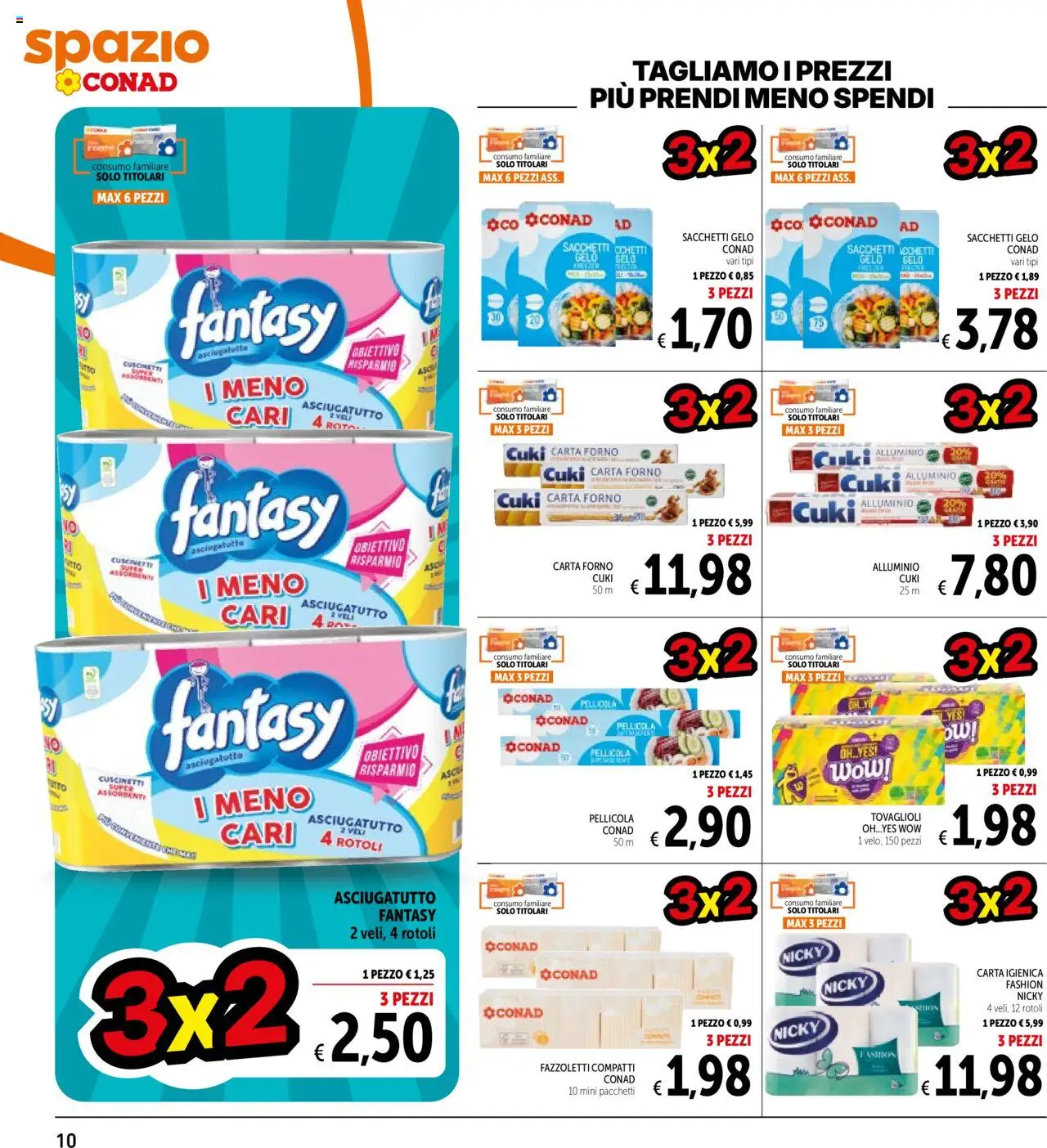 Volantino Spazio Conad del 17.10.2025 | Pagina: 10 | Prodotti: Fazzoletti, Forno, Asciugatutto, Alluminio