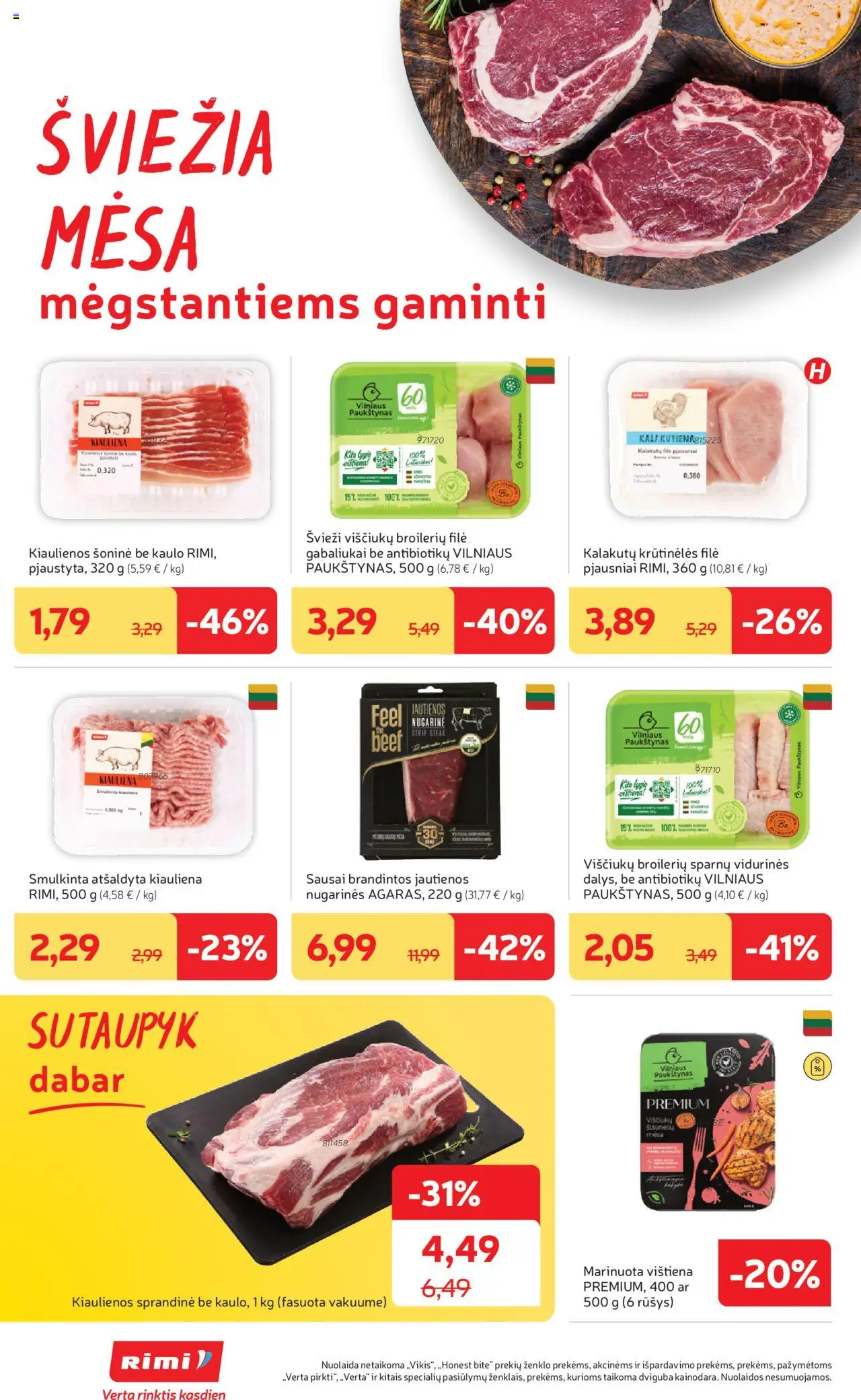 Rimi akcijos nuo 14.10.2025 | Puslapis: 8 | Prekių: Kiaulienos, Jautienos, Vištiena, Kiauliena
