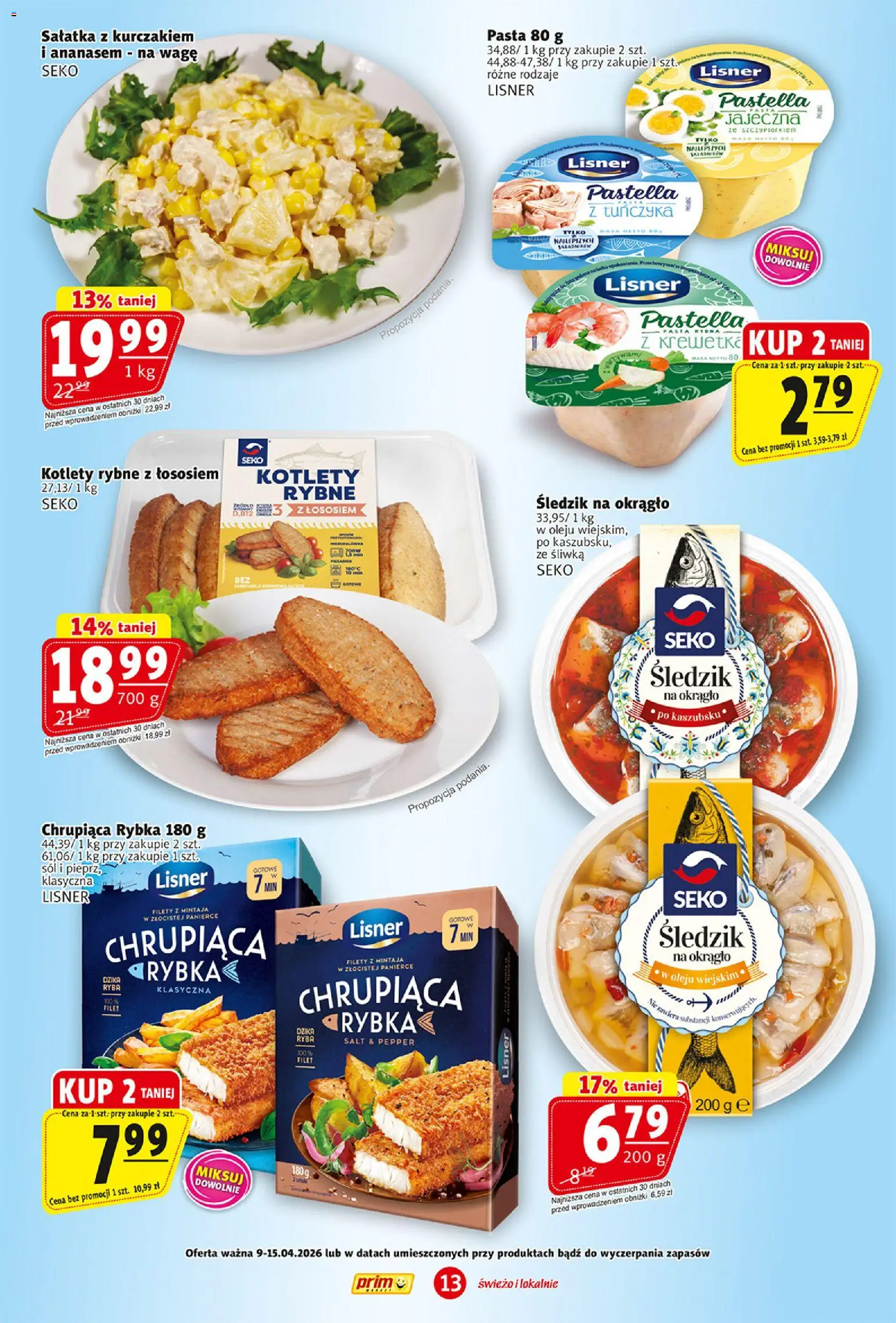 Prim Market gazetka od 09.04.2026 | Strona: 13 | Produkty: Ryba, Sałatka, Kotlety, Sól