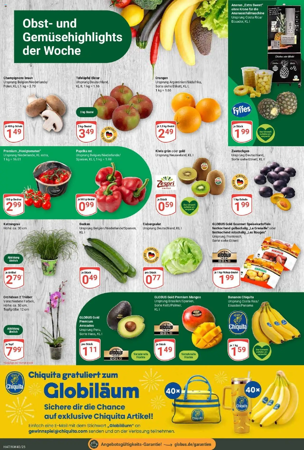 Globus prospekt Hattersheim	 – gültig ab 28.09.2025 | Seite: 8 | Produkte: Ananas, Zwetschgen, Eisbergsalat, Champignons