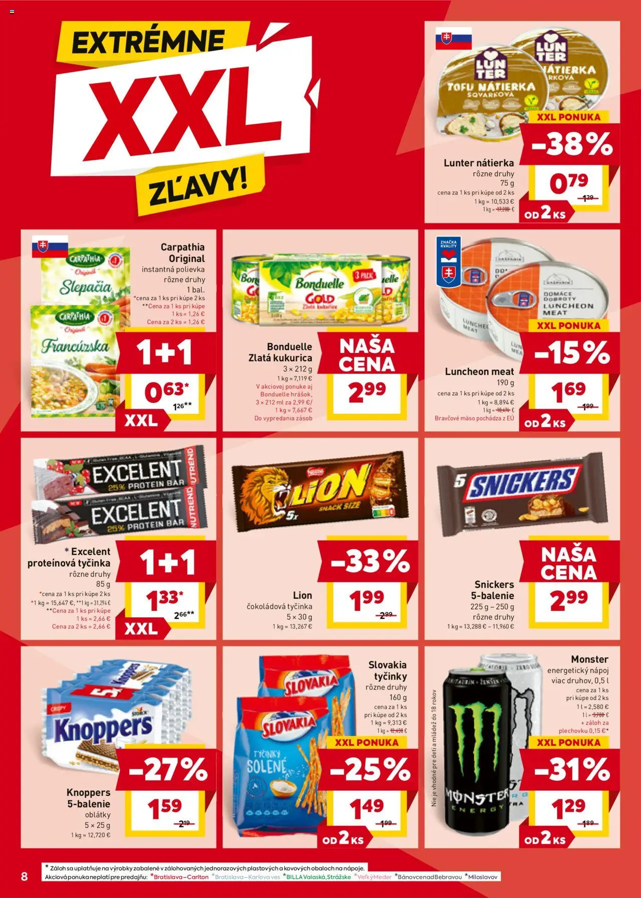 Billa leták │ platný od 13.08.2025 | Strana: 8 | Produkty: Tofu, Protein, Bravčové mäso, Energetický nápoj