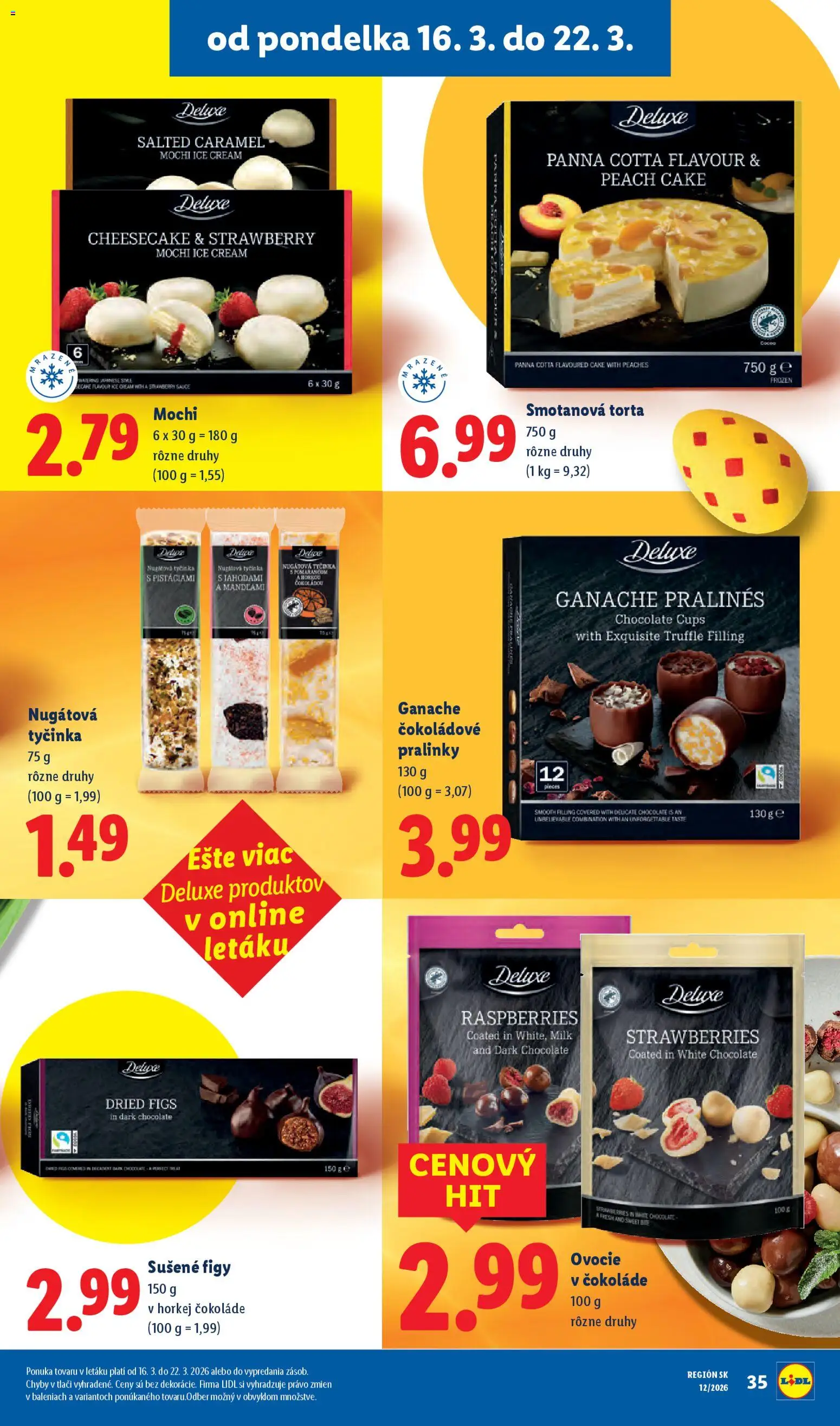Nové Lidl akcie – leták je platný od 16.03.2026 | Strana: 45 | Produkty: Torta, Ovocie